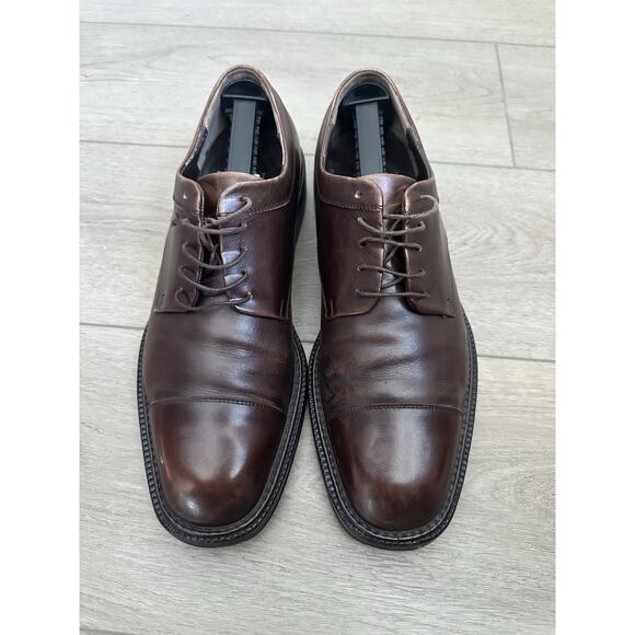 Salvatore Ferragamo Mancini Lace Up Brown Leather Dress Shoes Mens Size 8.5 D